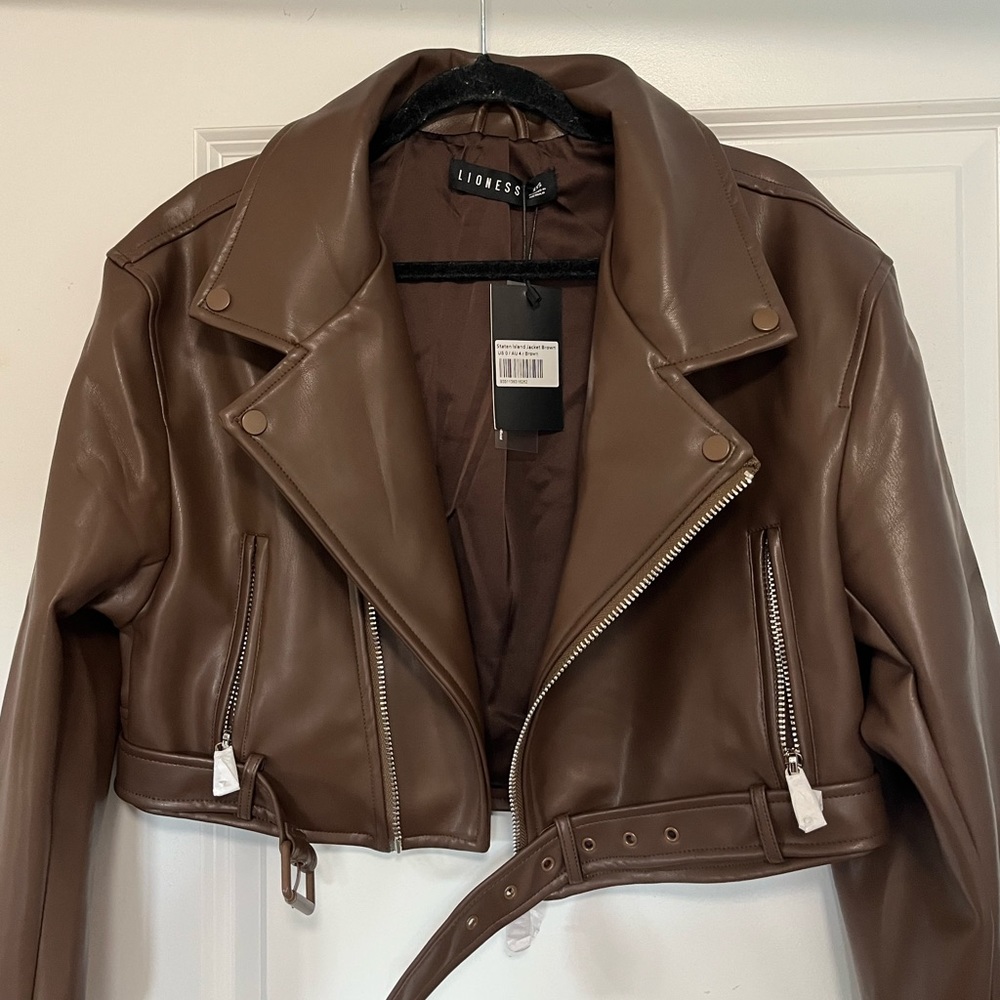 **SOLD** NWT Princess Polly Brown Faux Leather Jacket